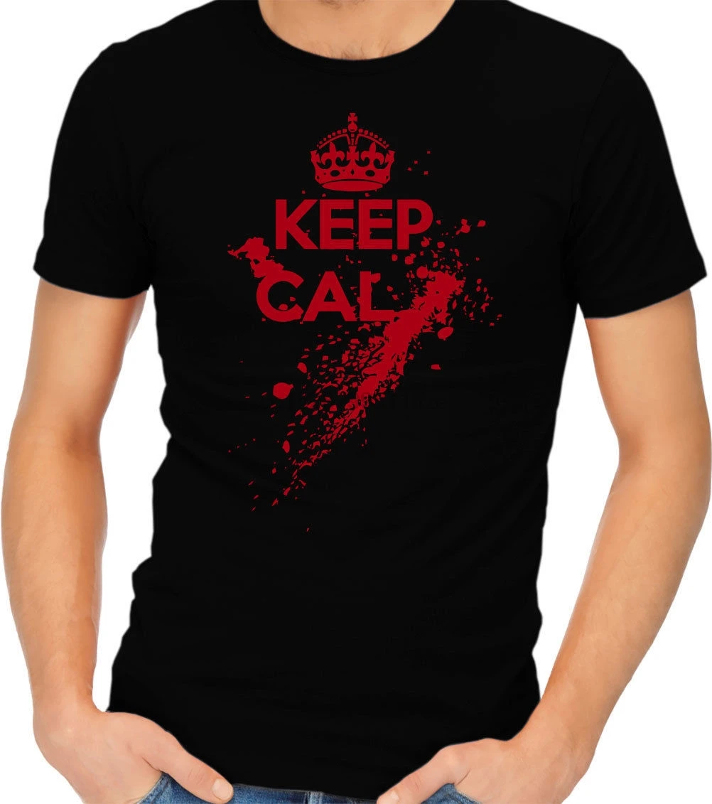 Простая хлопковая футболка с короткими рукавами и надписью Keep Calm крови снимать