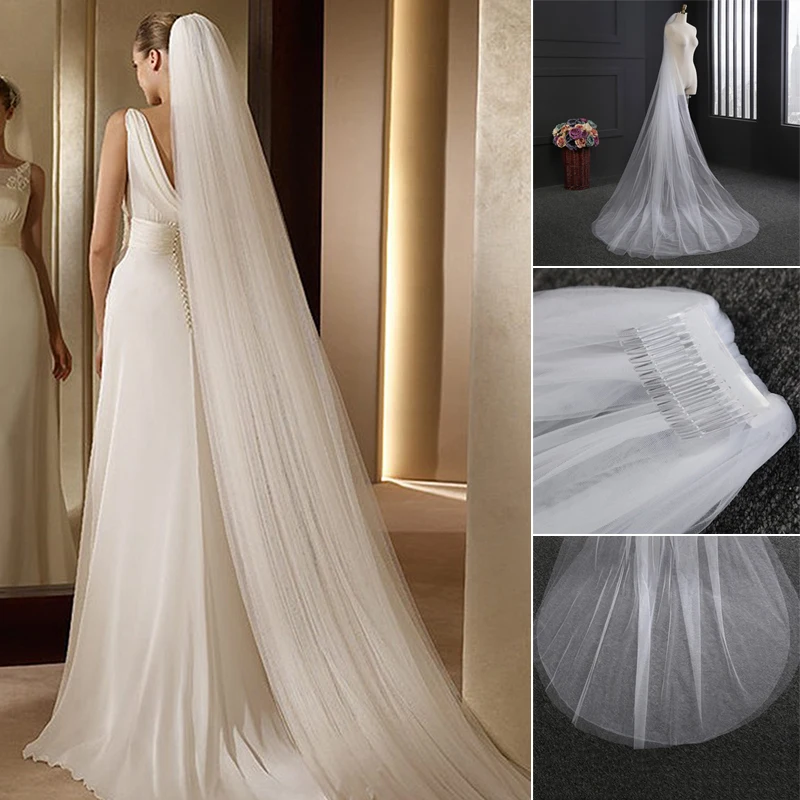 Bridal Veil Bridal Long Tailed Veils Multi-Layer with Hair Comb Elegant Exquisite Soft Tulle Bridal Hair Accessories LL@17
