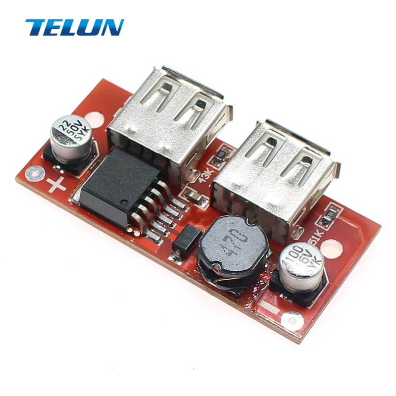2 шт. DC7 40V 5 В 3 А LM2596 автомобильный понижающий модуль Двойной выход USB инвертор