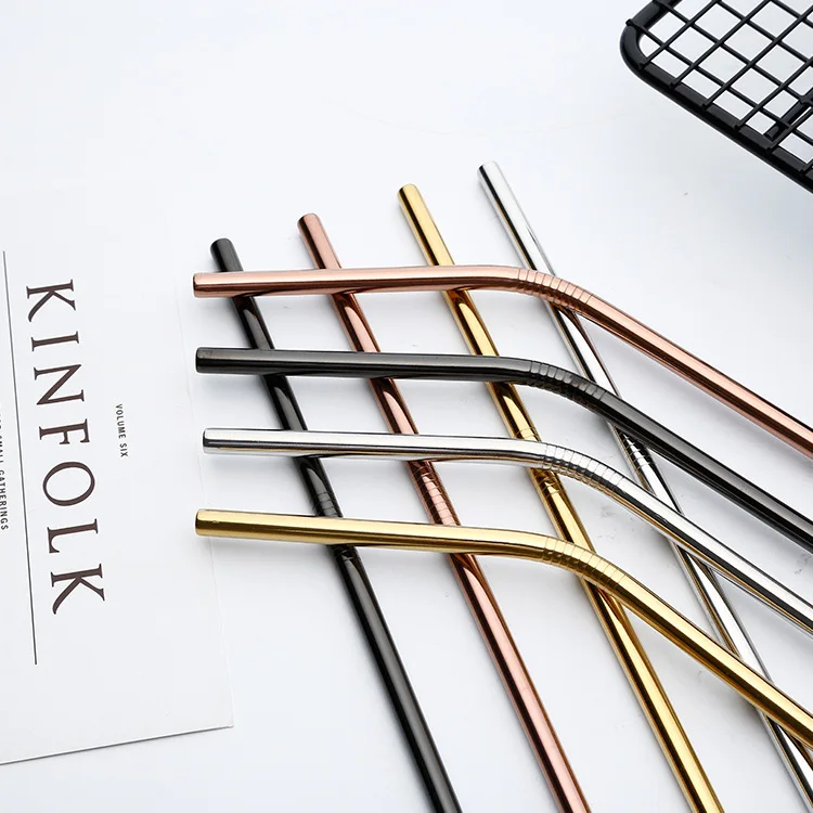 

304 Stainless Steel Straw Creative Titanium Color Straw Gold Milk Tea Drinking Straw Metal Straw