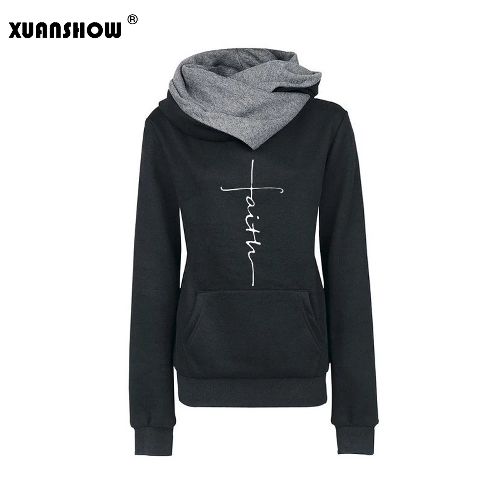 

XUANSHOW 2019 New Winter Clothes Women Long Sleeve Fleece Women's Hoodies Sweatshirts Letter Printed Pullovers Lady Tops