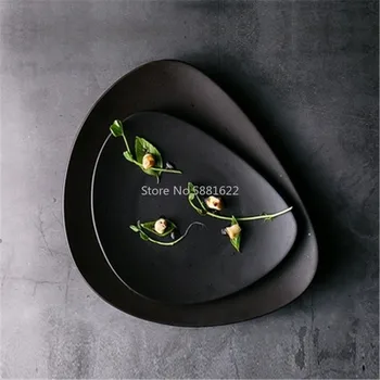 

Black Plate Dish Home Irregular Fruit Plate Living Room Coffee Table Set Plate Simple Modern Plate