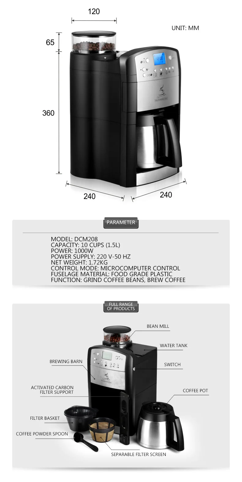 Casa italiana máquina de café gotejamento máquina