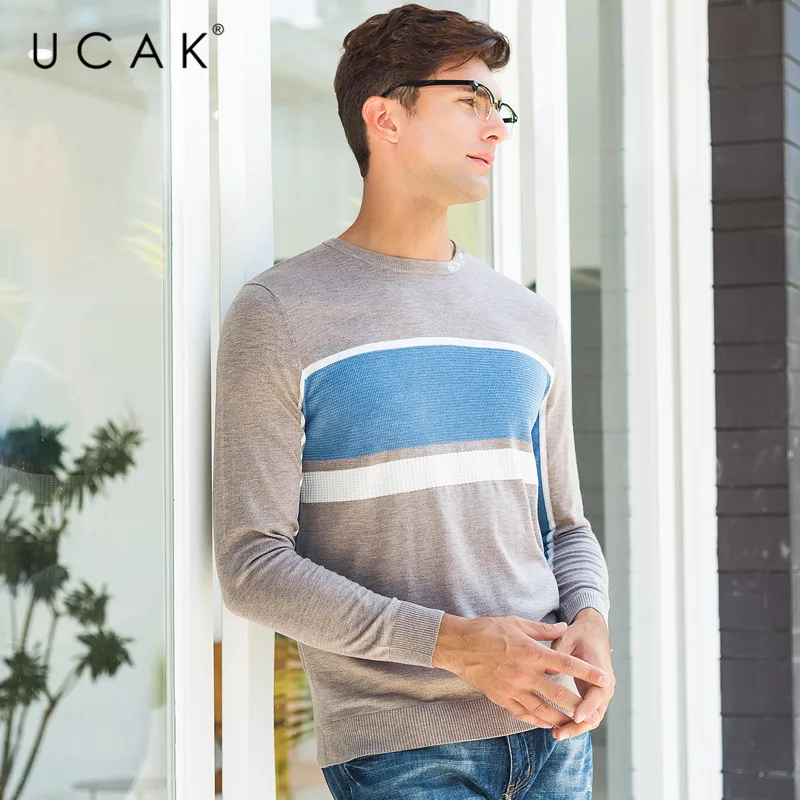 UCAK Brand Sweater Men Casual O-Neck Pull Homme Pullover Men Clothes Autumn Winter Cotton Sweaters Knitwear Jersey Hombre U1001