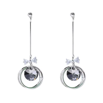 

Warme Farben 925 Sterling Drop Earrings Crystal Long Tassel Earrings Bowknot butterfly Earring Girlfriend Gifts