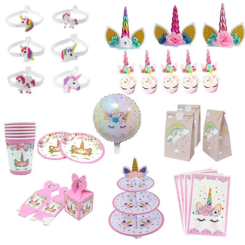 

Unicorn Party Decor Birthday Party Decoration Kids Unicorn Theme Paper Hat Napkins Plate Girl Happy Birthday Gifts Sets