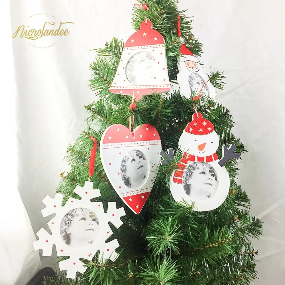 

NICROLANDEE Wooden Christmas Little Photo Frame Tree PendantsUnique Design New Year Kid Birthday Decoration New Decor DIY Party
