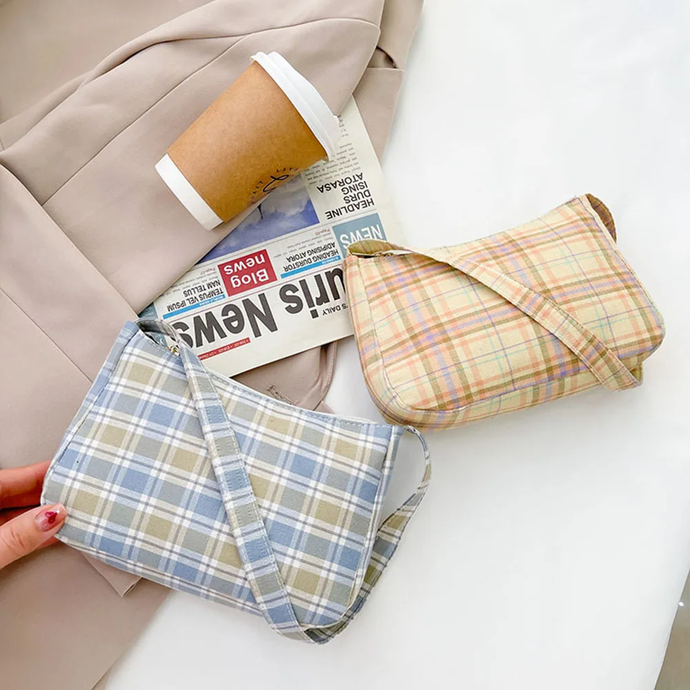 Fashion Women Plaid Underarm Bags Small Casual Handbags Totes Female