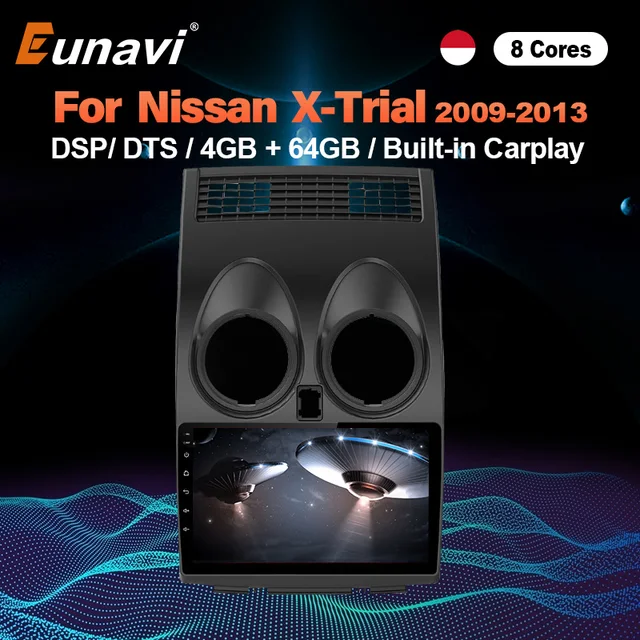 $159.9 Eunavi 4G 64G 2DIN Android 10 Car Radio GPS For Nissan Qashqai J10 2006 2007 2008 2009 - 2013 Multimedia Player 9inch Screen DSP