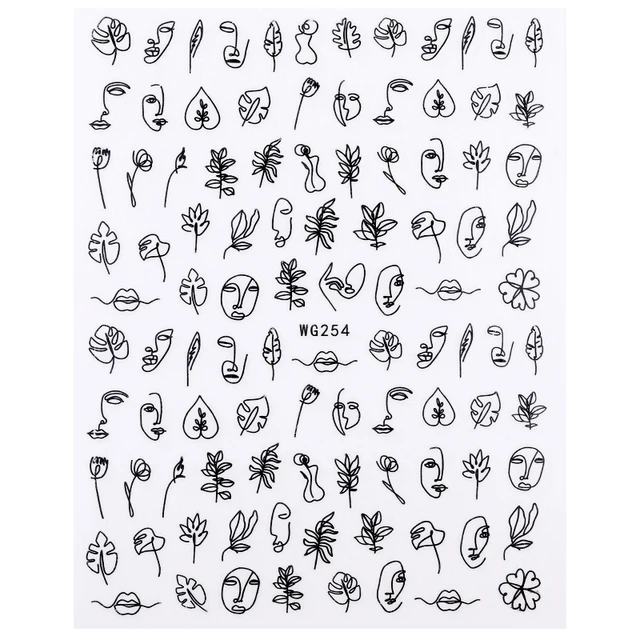 1PC Heart Love Design 3D Nail Sticker English Letter stickers Face Pattern Trasnfer Sliders Valentine's Day Nail Art Decoration 3d-WG254