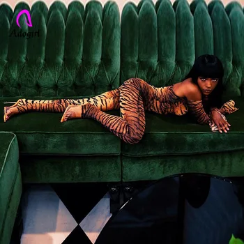 

Adogirl Sexy Leopard Long Sleeve Jumpsuit Off Shoulder Romper Women Dollar Print Jumpsuit Autumn Female Slim Club Party Jumpsuit