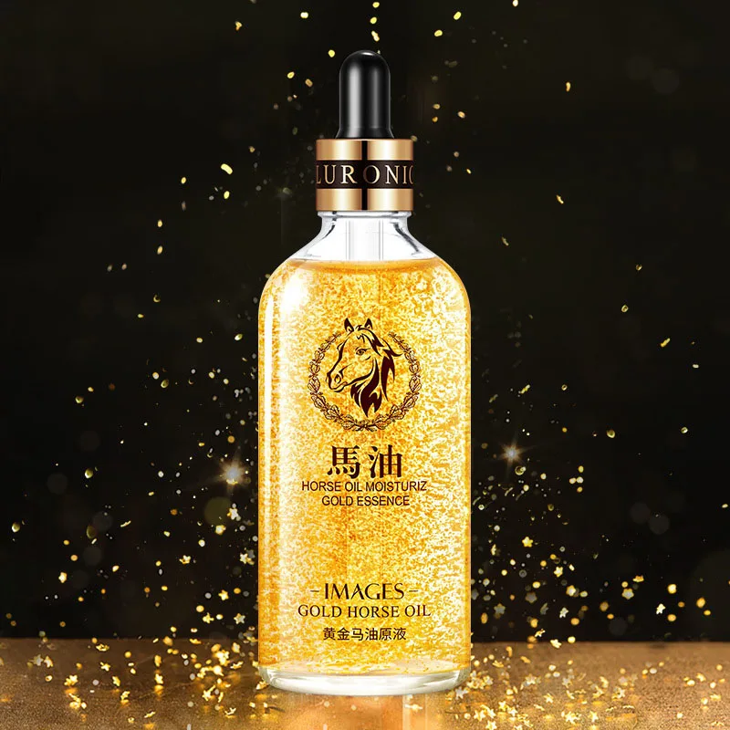 24K Gold Horse Oil уход за кожей с сывороткой глубокий уход за кожей лица против старения интенсивный лифтинг для лица подтягивающий против морщин отбеливающий уход за кожей 100 мл
