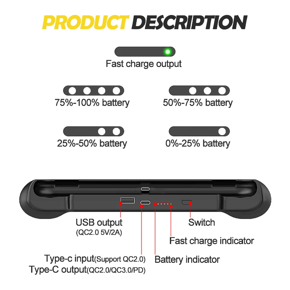 10400 мАч чехол для аккумулятора, внешний аккумулятор для nintendo Switch Lite, консоль с держателем, зарядное устройство, внешняя батарея для kingd Switch Lite
