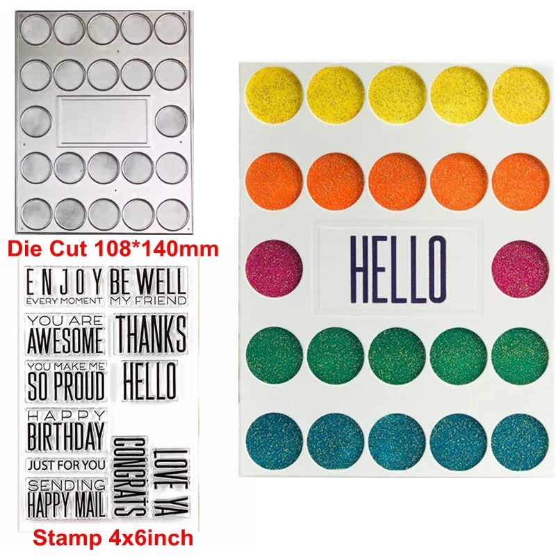 

Circle Pattern+Phrase Die Cut+Clear Stamp Phrases+Circle Dots Pattern For Card Making Decoration New 2019 Embossed Crafts Cards