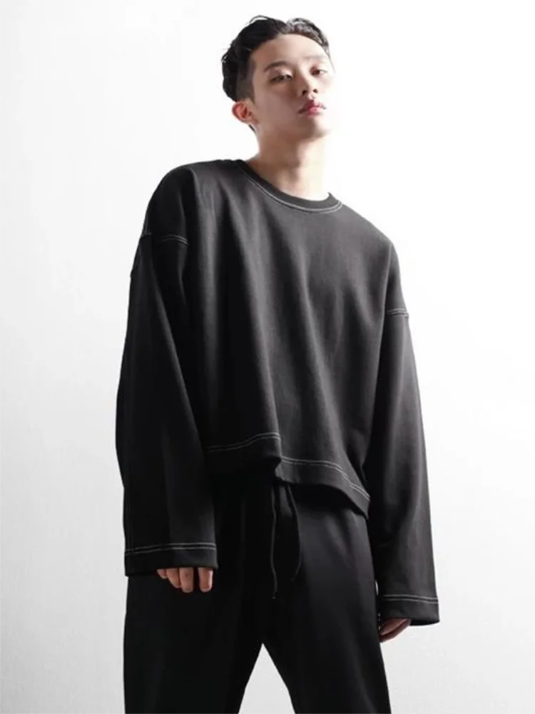 Men'S Long Sleeve Hoodie Spring And Autumn New Korean Round Collar Casual Loose Fashion Short Large Size Hoodie
