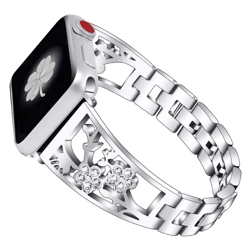 Серебристый Ремешок из нержавеющей стали для Apple Watch ремешок 38 мм 42 мм Металлические звенья Браслет Смарт-часы ремешок для Apple Watch серии 1 2 3 4 - Цвет: Серебристый