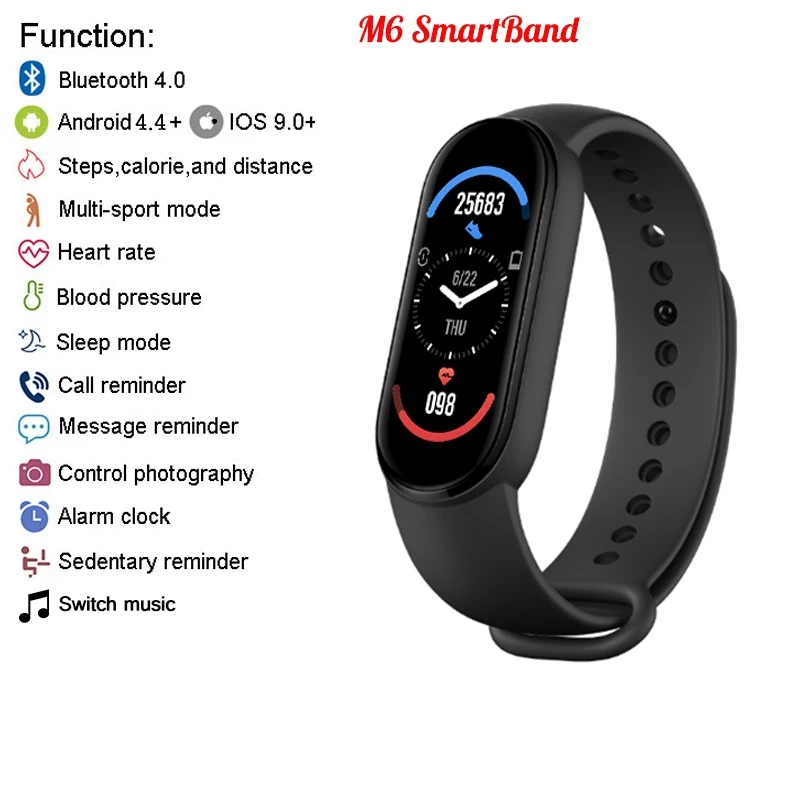 best fitness watch for women M6 Smart Digital Watch Bracelet Bluetooth for Men's Women's Smartband Monitoring Heart Rate Blood Pressure Call Fitness Bracelet luxury sport watches