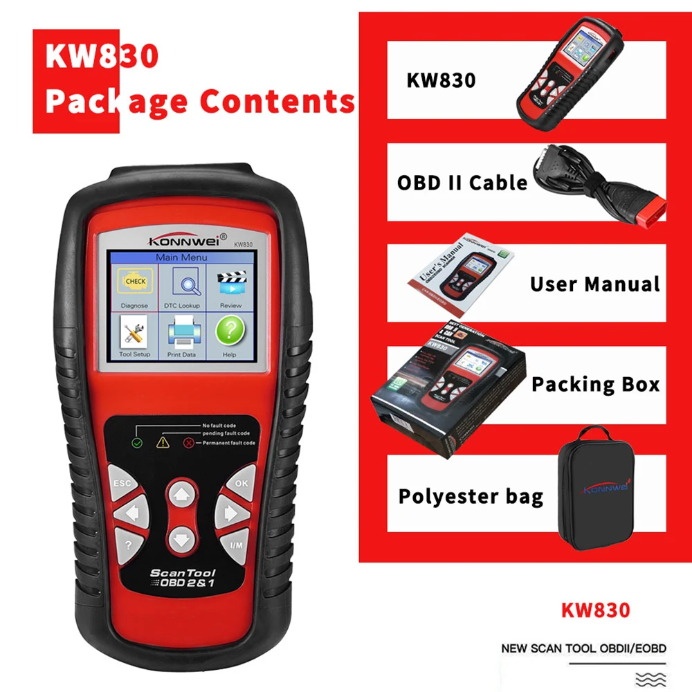 

OBD2 Auto Diagnostic Code Reader Engine Car Universal Scanner OBD2 Diagnostic Scanner for KONNWEI KW830