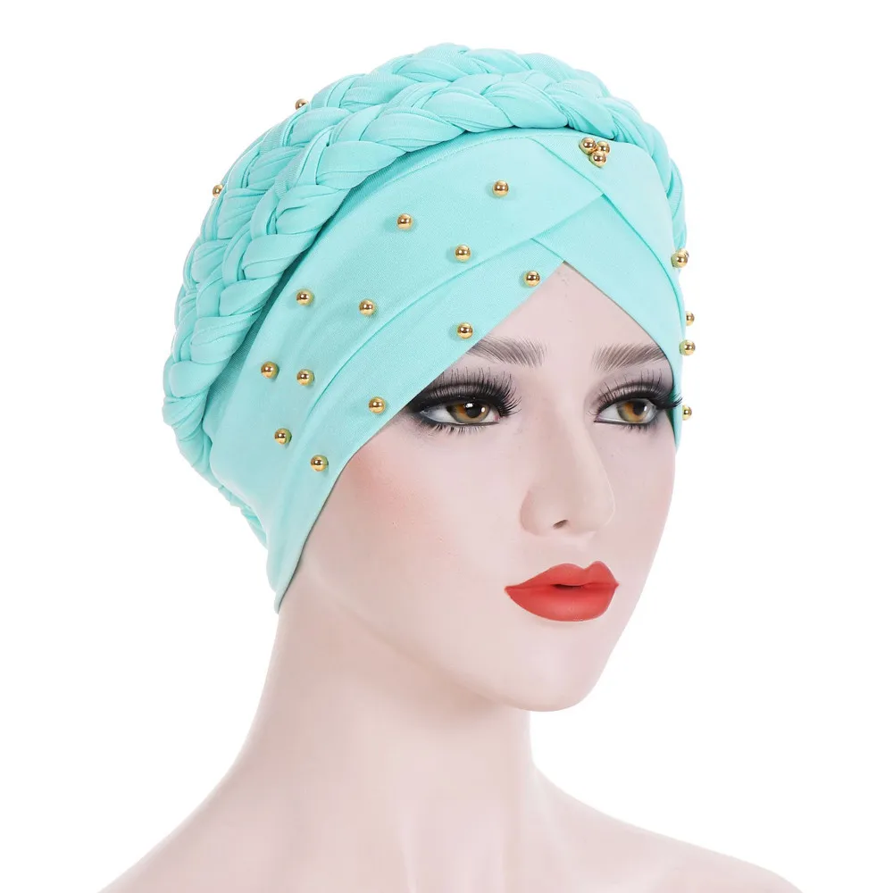 Женские бисероплетенные индийские шляпы мусульманские гофрированные раком Chemo шапочка-тюрбан обертывание зимние шапки для женщин капот Femme зимняя шапка# LR3