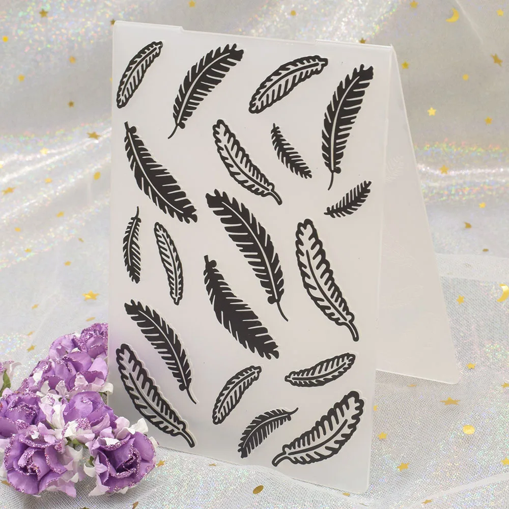 

Feather Pattern Paper Embossing Stencil Plastic Embossing Folder Template For Scrapbooking Photo Album Card Background Making