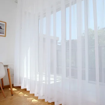 

Mordern Simple Sheer Window Curtains Tulle Modern Voile Curtain Window Drapes Solid White for Kitchen Living Room