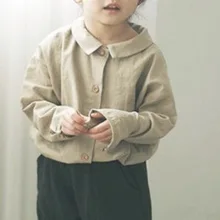 Осень, детская одежда в Корейском стиле Новая Стильная хлопковая рубашка для отдыха для мальчиков и девочек детская одежда в Корейском стиле