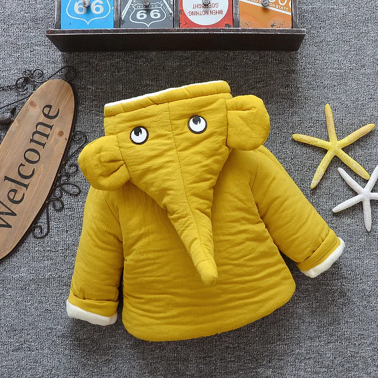 Winter BOY'S Cartoon Hooded Cotton-padded Clothes 1-3 Years Old Male Baby Brushed And Thick Cotton-padded Jacket Children Warm C