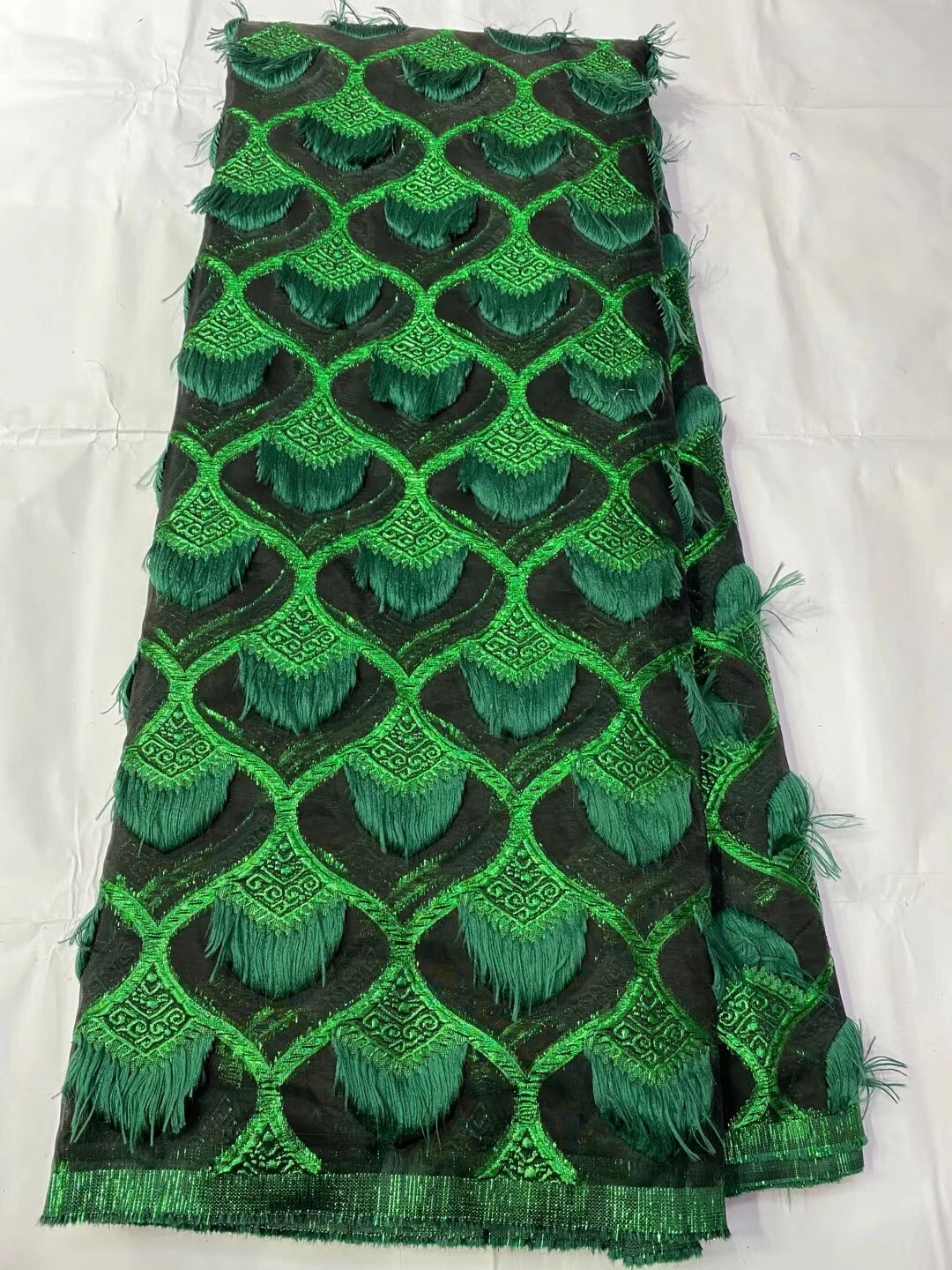 

Green 3D African Lace Fabric Embroidered Nigerian Lace Fabric 2020 High Quality French Tulle Lace Fabric For Women LYY20112A