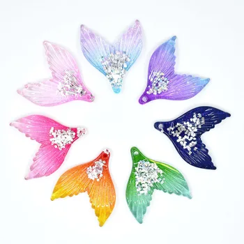 

Gradient Mermaid Fish Tail Flatback Resin Cabochon Phone Hair Bow Decoration DIY Scrapbooking Earrings Pendant Accessories