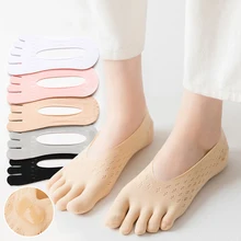 Women Summer Five-finger Socks Female Ultrathin Sock Funny Toe Invisible Sokken with Silicone Anti-skid Breathable Anti-friction