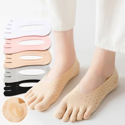 Women Summer Five-finger Socks Female Ultrathin Sock Funny Toe Invisible Sokken with Silicone Anti-skid Breathable Anti-friction
