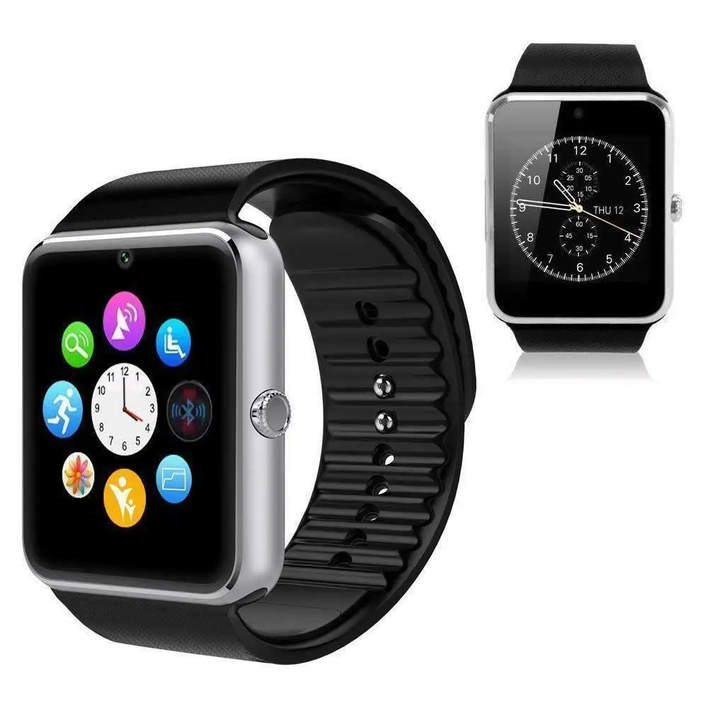 Серебристый Q18 GT08 Bluetooth Смарт-часы для Android iOS iPhone Apple GSM GPRS SIM модный браслет - Цвет: Серебристый