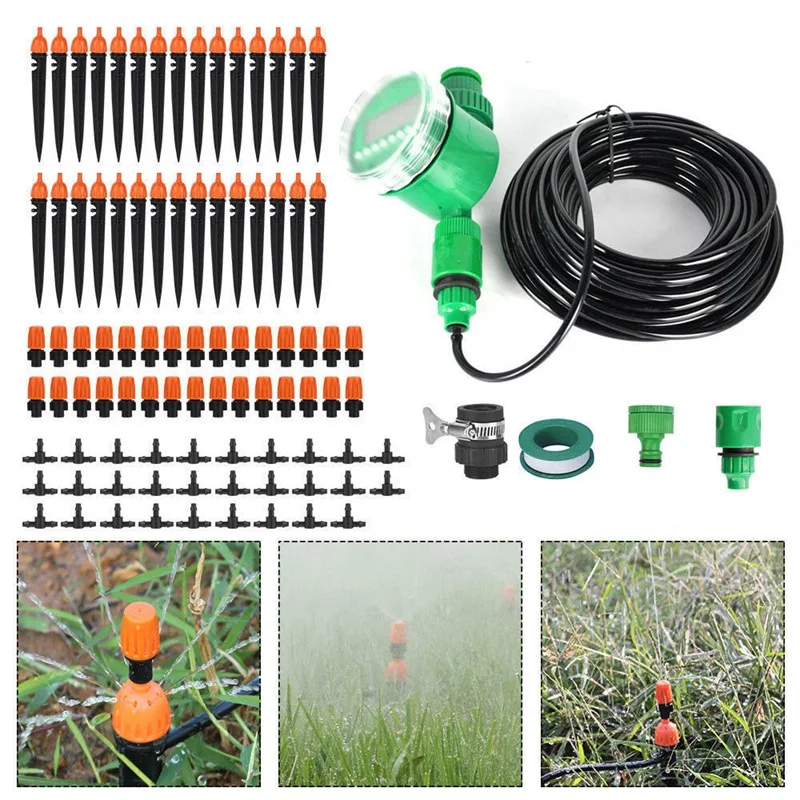 25M Auto Garden Water Irrigation Drip Spray Micro-Watering Plant Hose Timer Kit | Дом и сад