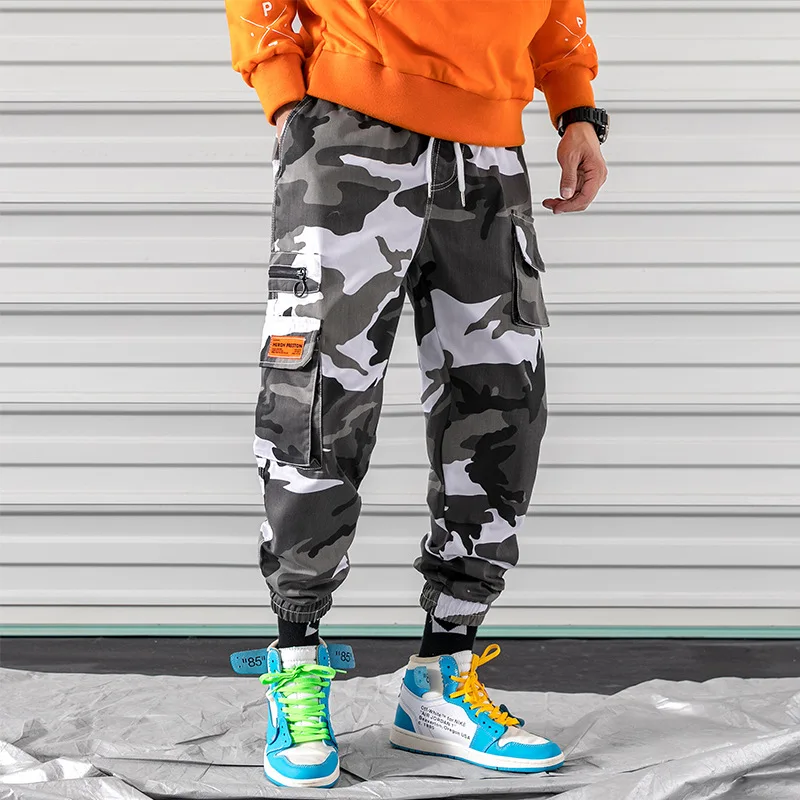 Camouflage Осенние мужские штаны в стиле хип-хоп, шаровары для бега, новые мужские камуфляжные брюки, мужские штаны для бега с боковыми карманами, повседневные штаны, мужские спортивные штаны - Цвет: Camouflage