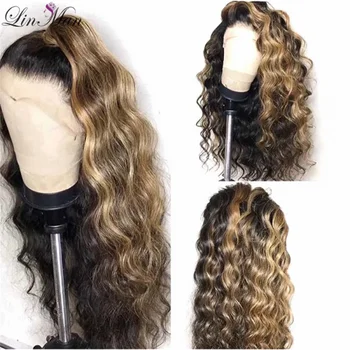 

Ombre Color Curly Lace Front Human Hair Wigs With Baby Hair Pre Plucked Remy Brazilian Lace Wigs Bleached Knots