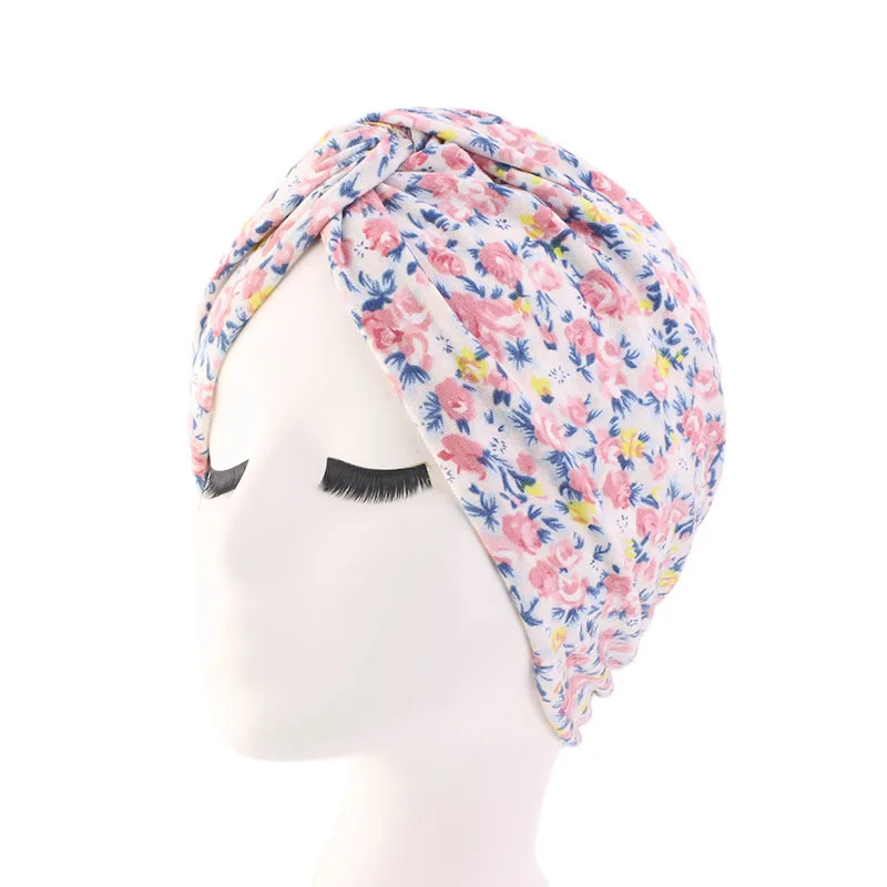 M205 Pink CUHAKCI шапочка для спа мусульманский головной платок Женская раковая химиотерапия шляпа с цветочным принтом эластичная шапочка новая тюрбан, повязка на голову Шапка мягкая Skullies - Цвет: M205 Pink