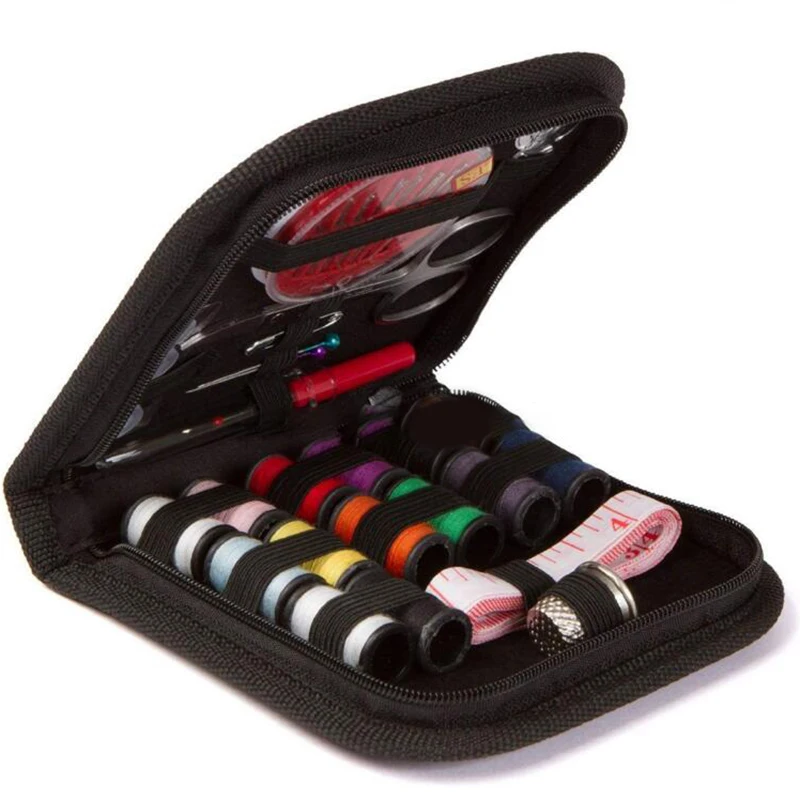 27pcs/set Portable Travel Sewing Box Kit Sewing Thread Stitches Knitting Needles Tools Cloth Buttons Craft Scissor Mom Gifts