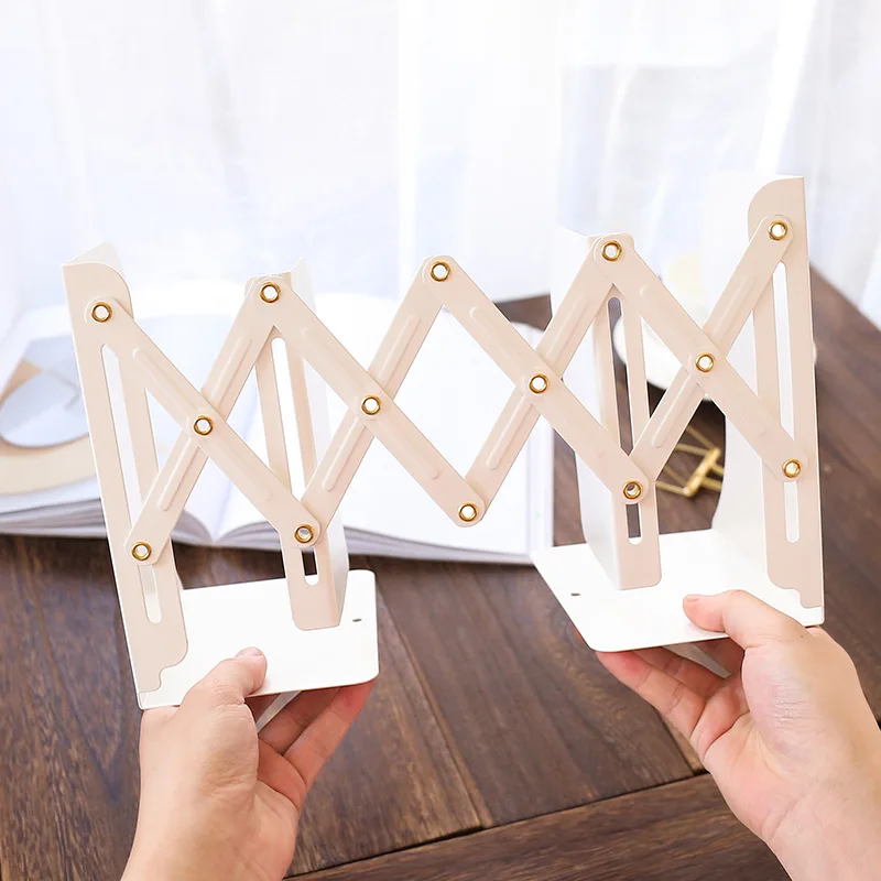 Retractable Book Stand Bookshelf Simple Desktop Storage Organizing Book End Students Office Foldable Bookend File Box Clip