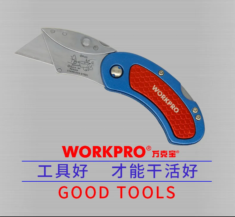 WORKPRO Mini Knives Utility Knife Aluminum Handle Folding Knife with 10pc Extra Blades