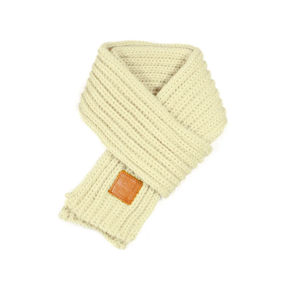 beige Модный детский вязаный однотонный шарф, Утепленные зимние шейные шарфы для мальчиков и девочек GM - Цвет: beige