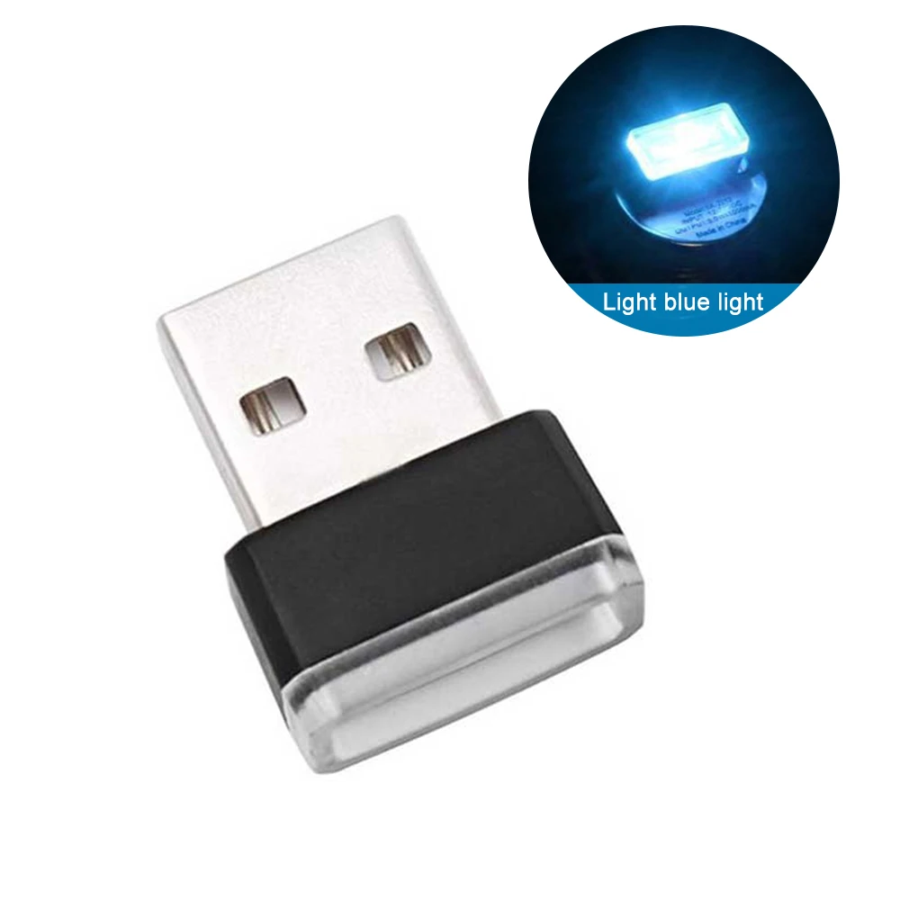 Мини-светодиод машины светильник авто Интерьер USB атмосферный свет Plug And Play Декор лампа аварийный светильник ing PC Автомобильный интерьер ювелирный светильник - Испускаемый цвет: Ice Blue