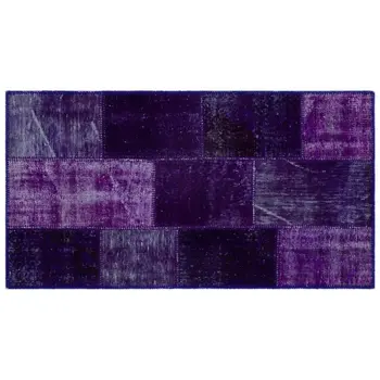 

Handmade Purple Vintage Overdyed Patchwork Area Rug 080x150 Cm-2'7''X4'11''