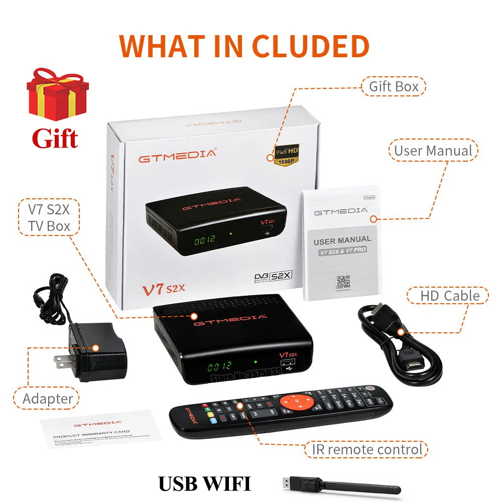 Высокое качество Gtmedia V7 S2X обновлен V7S HD спутниковый декодер Поддержка DVB 1080P USB Wi Fi