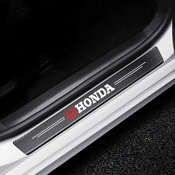 

4PCS Car Door Threshold Plate Anti-Scratch Carbon Fiber Sticker For Honda City Odyssey CRV HRV Legend Jazz RR VTi Si Accessories