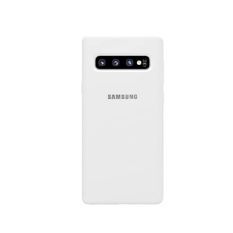 Жидкий силиконовый чехол для samsung galaxy S10 Plus, шелковистый мягкий защитный чехол на заднюю панель для samsung galaxy S10+ S10e - Цвет: White