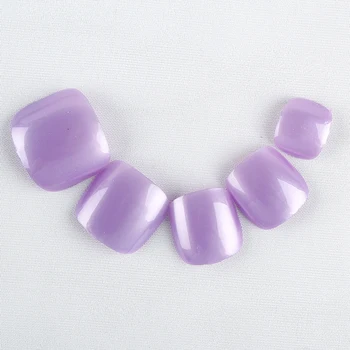 

24pcs Fake Toenails Full Cover Pre-designed Light Purple False Toe Nail Art Tips Salon Artificial Nails