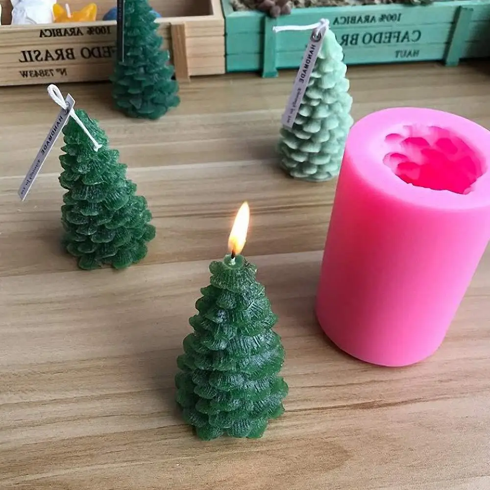 Lsgepavilion 3D Christmas Tree Chocolate Cake Baking Mold Silicone Candle Fondant Soap Craft Mould 