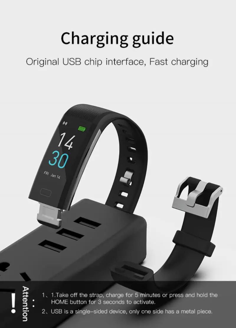S5 Plus Smart Bracelet Heart Rate Blood Pressure Health Waterproof IP68 Smart Watch S5 Sport Watch Wristband Fitness Tracker MAN