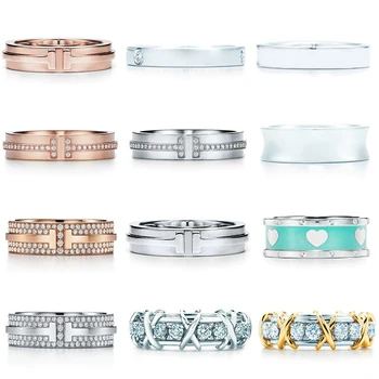 

JZ 01 TFB High Quality TIF 925 Sterling Silver Simple Elegant Classic Ring Series Flat Ring DIY Jewelry for Women Wholesale