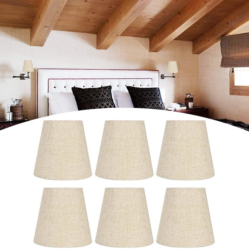 6 Pack E14 Bedside Light Lampshades,Set Of 6 LampShades For Candle Barrel Fabric Lampshade Small